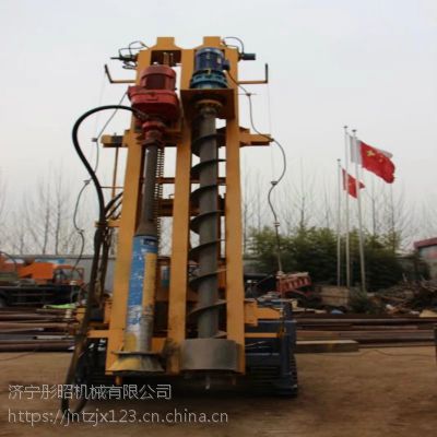 光伏打钻一体机钻孔机 双动力头光伏打桩机视频可打石头和泥土