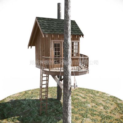 新型丛林树屋设计定制、原木加工特色儿童攀爬树屋