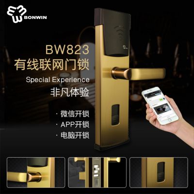 邦威电子BW823锌合金手机微信、APP、房卡、会员卡开锁智慧酒店物联智能门锁