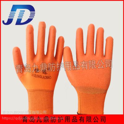 厂家批发非一次性防护用品防刺尼龙PVC桔纱发泡浸胶手套高品质