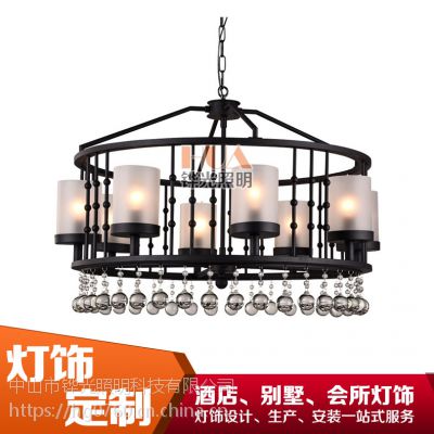 新中式铁艺吊灯--中山酒店灯具供应商9027