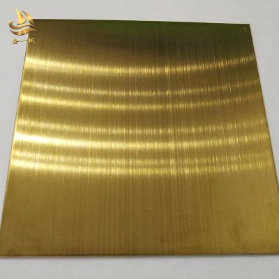 304拉丝黄钛金不锈钢板抗指纹真空电镀拉丝钛金彩色不锈钢板金一帆