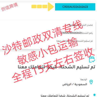 沙特双清小包货代 可寄医美粉末液体 双清渠道 12-15天签收