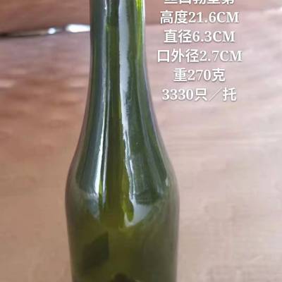 玻璃瓶厂家直销375ml丝口勃垦第玻璃酒瓶配套瓶盖