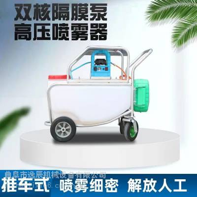 手推式电动麦田杀虫打药机75L双泵自动卷管喷雾机电动喷雾器