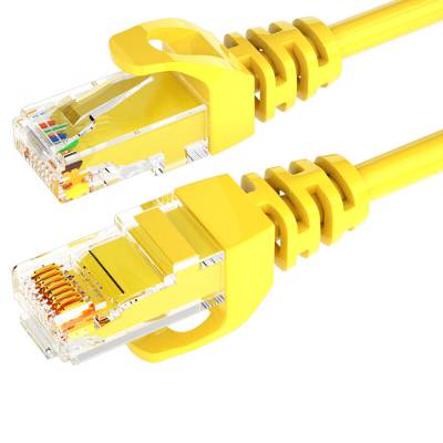 汉维(HANWEI)非屏蔽超六类类成品网络跳线千兆RJ45监控电脑路由器网络连接线 2M黄色