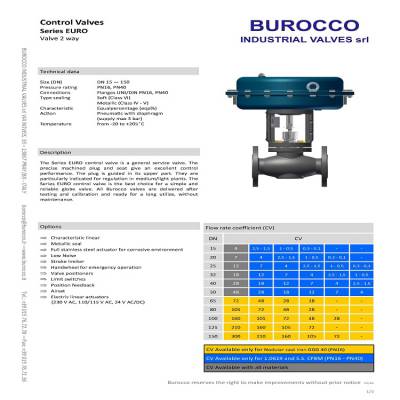 意大利Burocco 1000型调节阀 内容附有选型的资料。