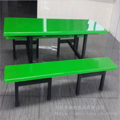 容易清洁的学校饭堂餐桌连体加长8人位玻璃钢学生用餐桌