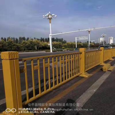 马路人行道隔离防护莲花 市政黄金护栏 铁艺围栏金色隔离栏杆