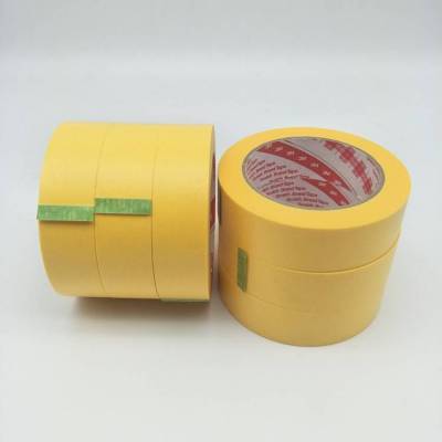 3M244美纹纸压敏单面胶带汽车喷漆黄色耐高温遮蔽和纸胶带