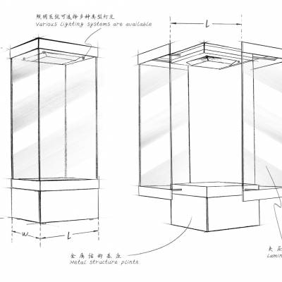 独立柜_对开独立柜_博物馆展柜_克里克展柜设计