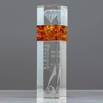 致意 琉璃水晶奖杯双搭 定制定做 免费设计定稿 企业员工颁奖礼品