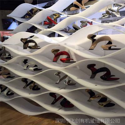 定制亚克力鞋架有机玻璃鞋架弧形女鞋展示架商超两用鞋子放置架