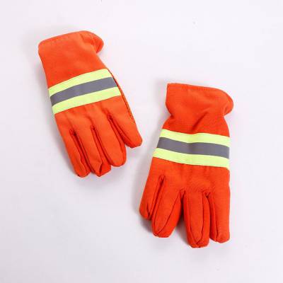 抢险救援防护手套牛皮隔热统型橘色芳纶17式消防应急救援手套