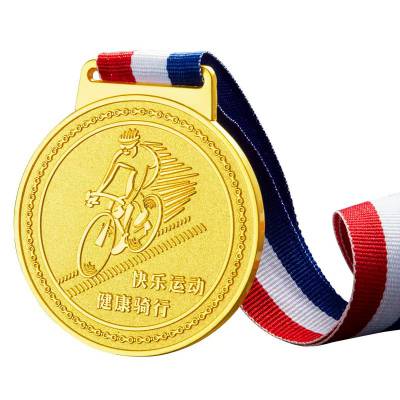 金属奖牌定制自行车马拉松运动会奖章浮雕异形锌合金材质