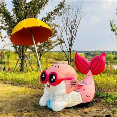 北海玻璃钢卡通海洋动物雕塑 动漫鱼宝宝公仔雕塑模型