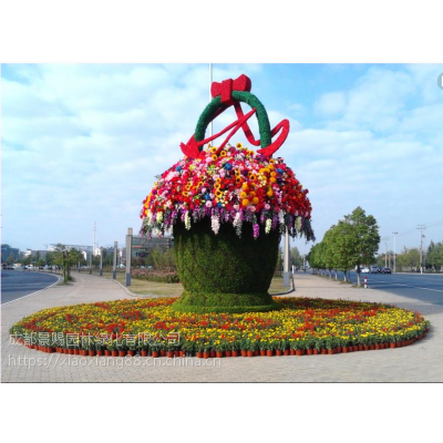 花篮花瓶造型仿真绿雕四川成都仿真材质雕塑定制厂家