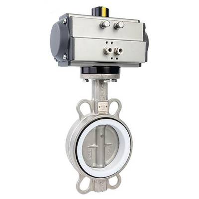 南高阀门气动衬氟对夹蝶阀d671f16c不锈钢304调节控制软密封