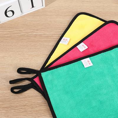 双面珊瑚绒52克30*30吸水不粘油洗碗巾厨房清洁布洗碗布抹布批发