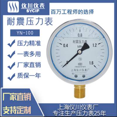 上海仪川耐震不绣钢压力表YN--60BFZ-防震压力表