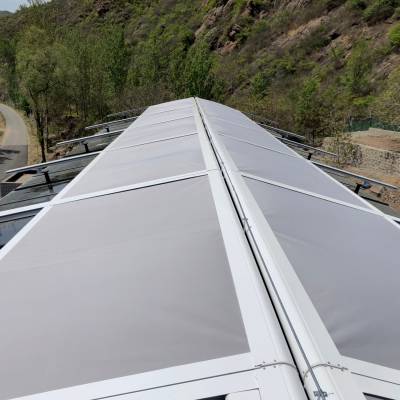 北京制作电动遮阳天棚帘电动蜂巢帘大型户外天幕