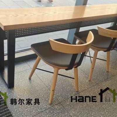 北欧HE-L15星巴克原木长桌，星巴克卡座，星巴克沙发，上海韩尔家具供应商