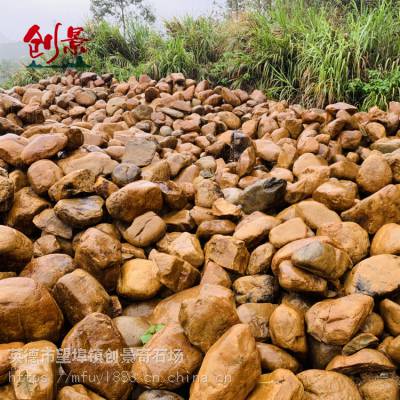 庭院黄蜡石园林布景石，吨位黄蜡石原石价格，德州景观招牌石产地