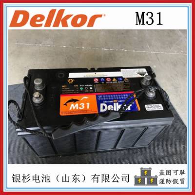 韩国Delkor蓄电池M31船舶设备 休闲车用12V-110AH/720CCA启动电池