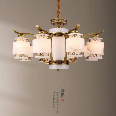 樊灯5383新中式铜别墅客厅长吊灯创意港式轻奢复式楼梯灯餐厅灯