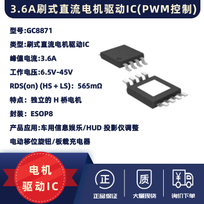 具有内部电流感测功能的 3.6A 刷式直流电机驱动器(PWM控制)-GC8871