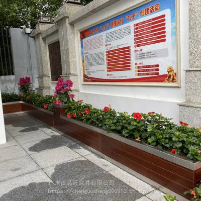 深圳消防街道实木花箱不锈钢包边组合花箱HUX032