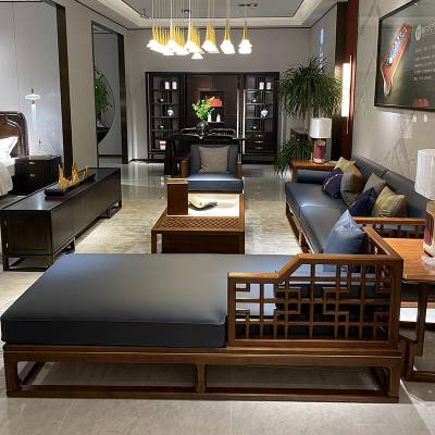 新中式实木贵妃榻躺沙发组合现代轻奢小户型客厅禅意奢华转角家具