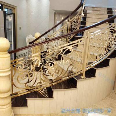 会所铜艺雕花楼梯扶手简单的装修材料