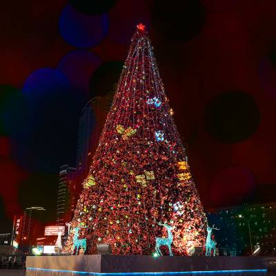 2022年华亦彩制作LED光雕造型树RGB编程圣诞灯饰出口大型彩灯