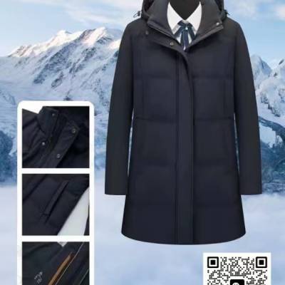 高端羽绒服女士中年男款冬季韩版大码中长款加厚白鸭绒外套