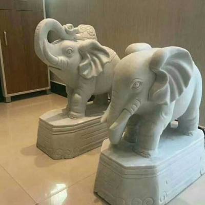 石雕大象一对 大象摆件 石雕大象寓意