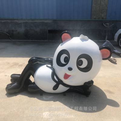 供应成都树脂纤维菱形熊猫模型制作玻璃钢抽象熊猫卡通雕塑定做