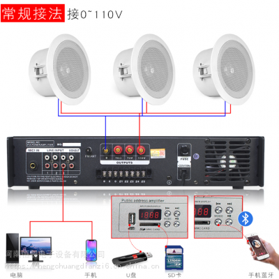 会议音响系统套装壁挂音箱背景音乐分区控制4.5英寸***会议音响组合