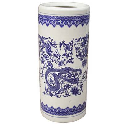 新款陶瓷花瓶青花陶瓷箭筒 山水图书字画缸 雨伞桶帽筒