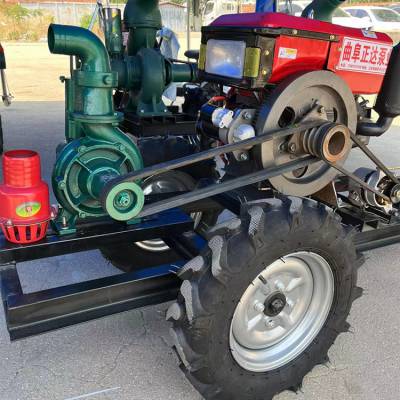 电机皮带连接抽水泵移动四轮高扬泵12寸抽污水泵