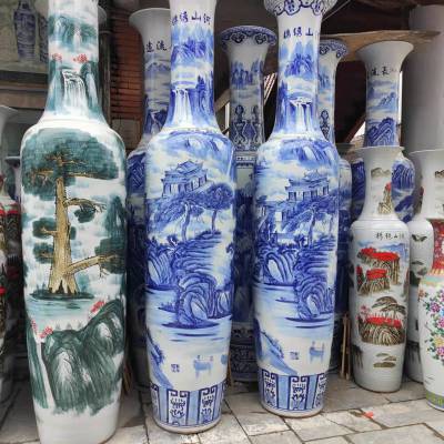 手工彩绘花瓶 单位开业装饰摆件2米高陶瓷器大花瓶生产厂家