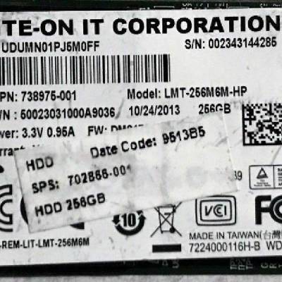 738975-001 LMT-256M6M-HP Lite-On 256GB mSATA SSD