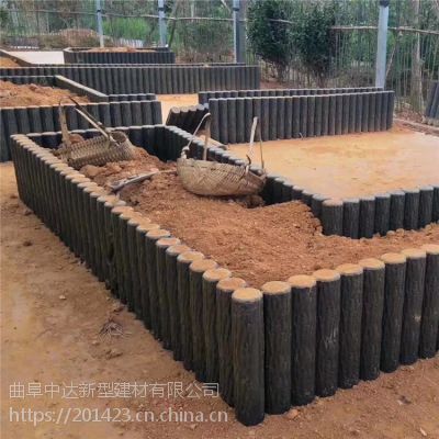 德州厂家直销水泥仿木桩护栏 河道装饰景观仿树皮栏杆