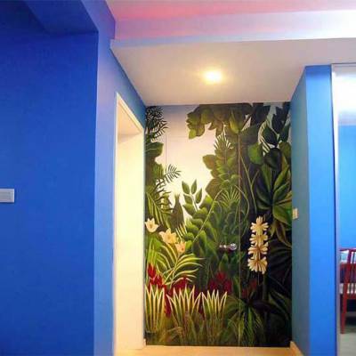 热带雨林风景墙绘 室内工装墙体彩绘 新视角 色彩有层次 更自然