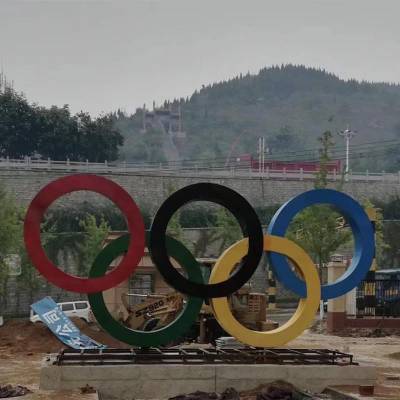 不锈钢五环雕塑，体育主题雕塑定制厂家