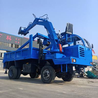 四驱农用随车挖厂家 四轮车自带挖机价格 久恒自卸四不像挖掘机