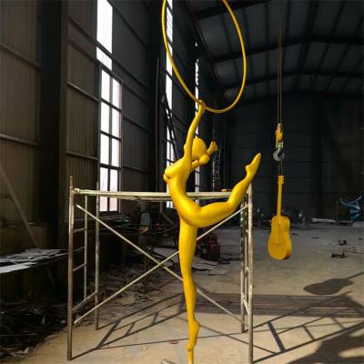 抽象不锈钢舞蹈女孩雕塑 大型门店商场跳舞人物景观摆件