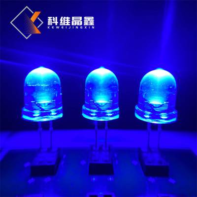 上海直插式LED灯珠圆头F8白发蓝高亮带边短脚
