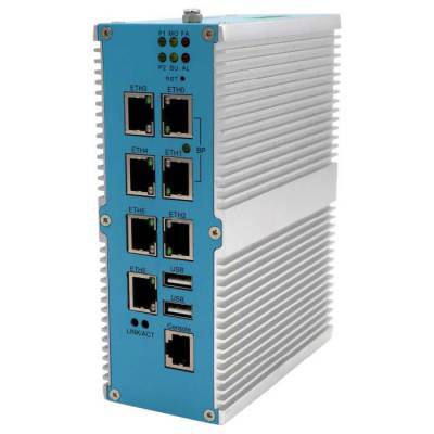 DIN-RAIL导轨安装宽温嵌入式工控机 7千兆网络端口和RS232 RS485