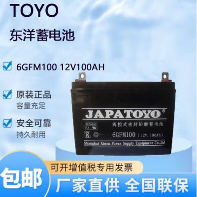 JAPATOYO东洋蓄电池6GFM100 12V100AH 后备内置电瓶机房通讯EPS电源